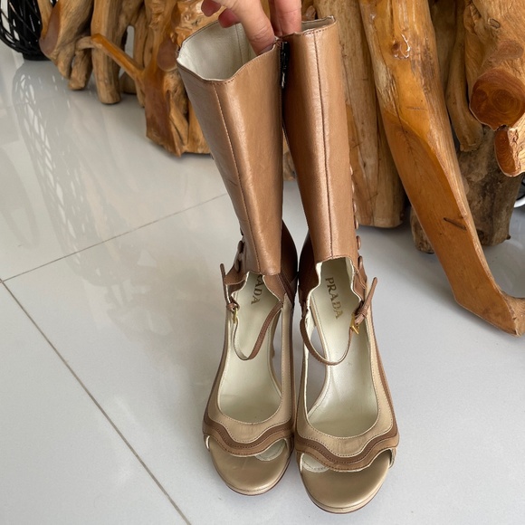 Prada Leather Sandal Heeled Boots - Picture 2 of 5
